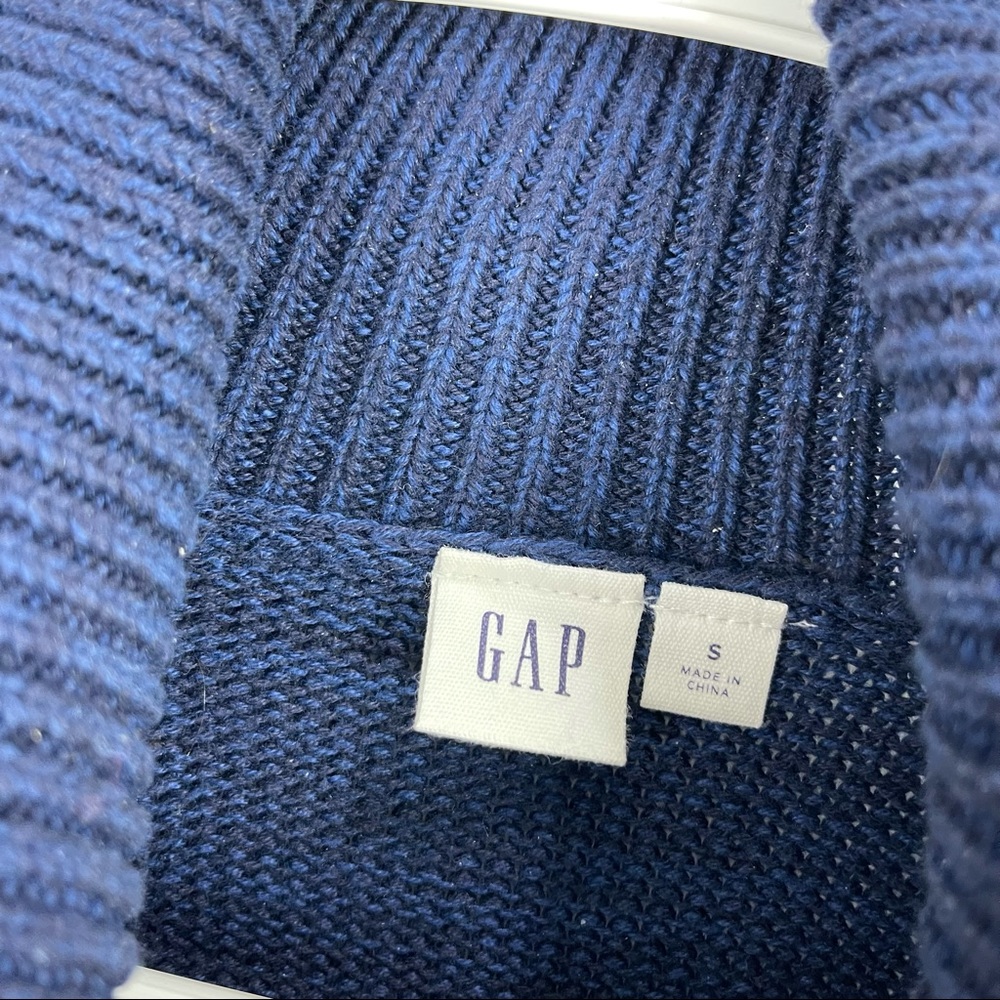 Gap Cable Rib Knit Turtleneck Chunky Sweater Pullover Navy Blue sz S Long Sleeve - Picture 4 of 5